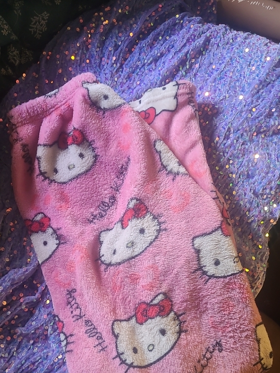 Hello Kitty Pants - Hello Kitty Pink and White Plush Pj Pants